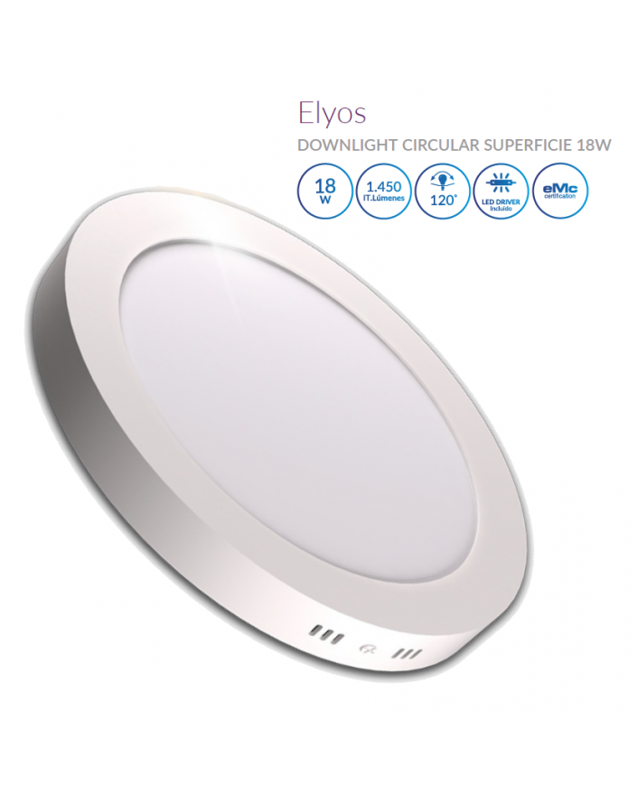 Downlight LED Circular Superficie Blanco 18W Luz Neutra