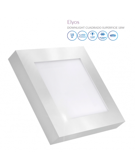 Downlight LED Cuadrado de Superficie Blanco 18W Luz Neutra