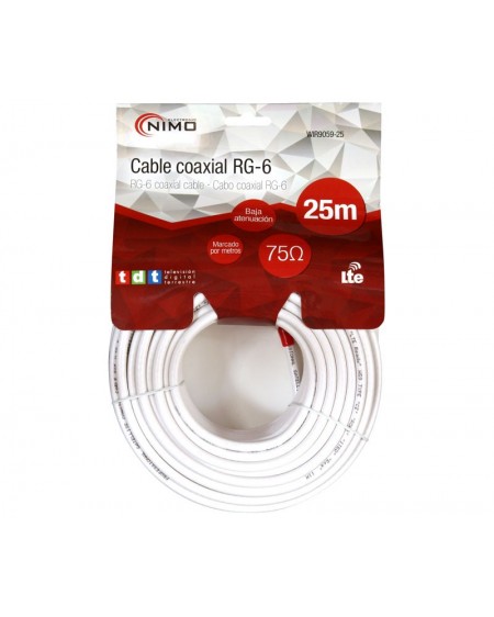 Rollo de cable coaxial de antena blanco, 25m